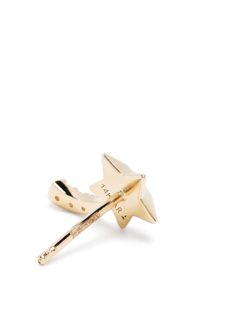 14k Yellow Gold Shooting Star Stud Earrings
