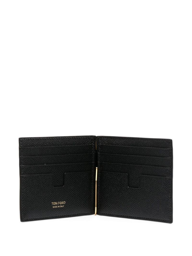 Black T Line Money Clip Leather Wallet