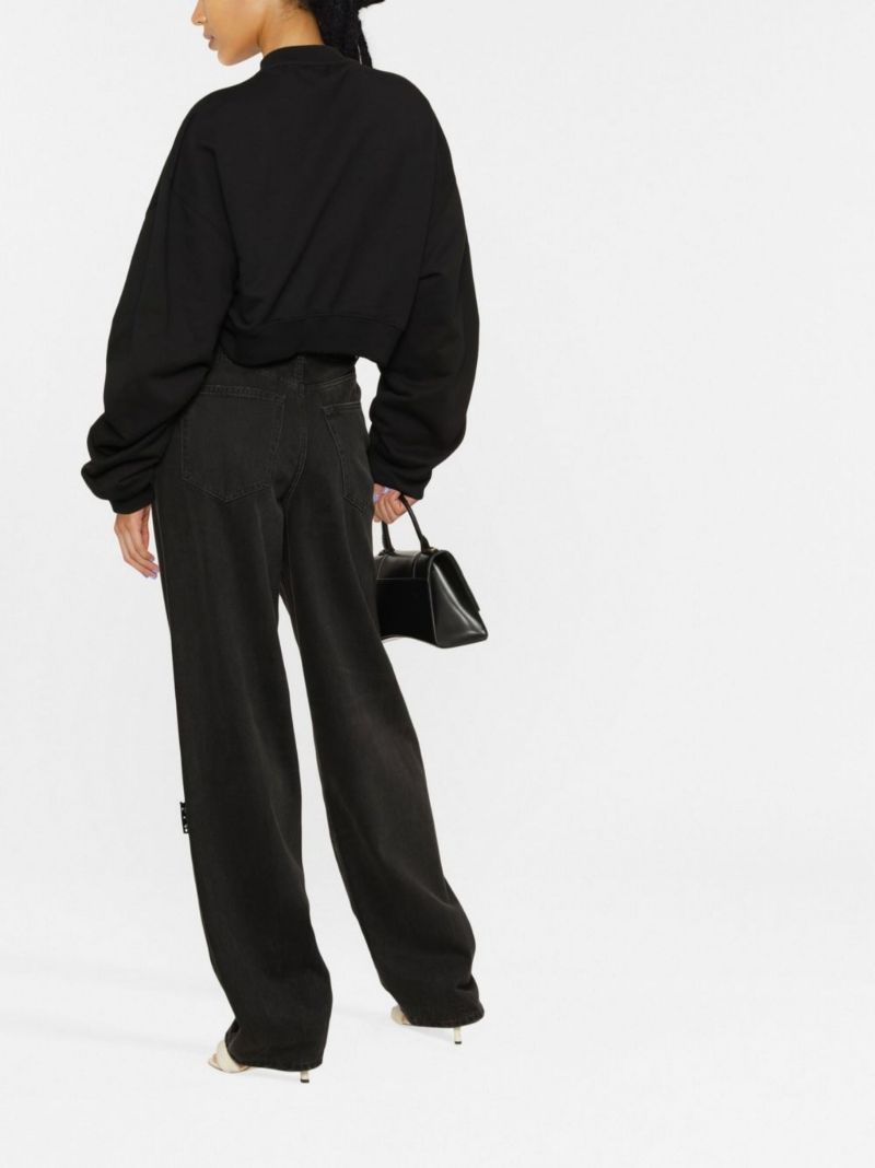 Black Logo Cropped Cotton Sweater