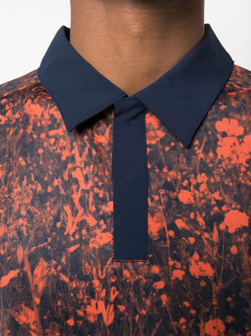 Red Abstract Print Polo Shirt