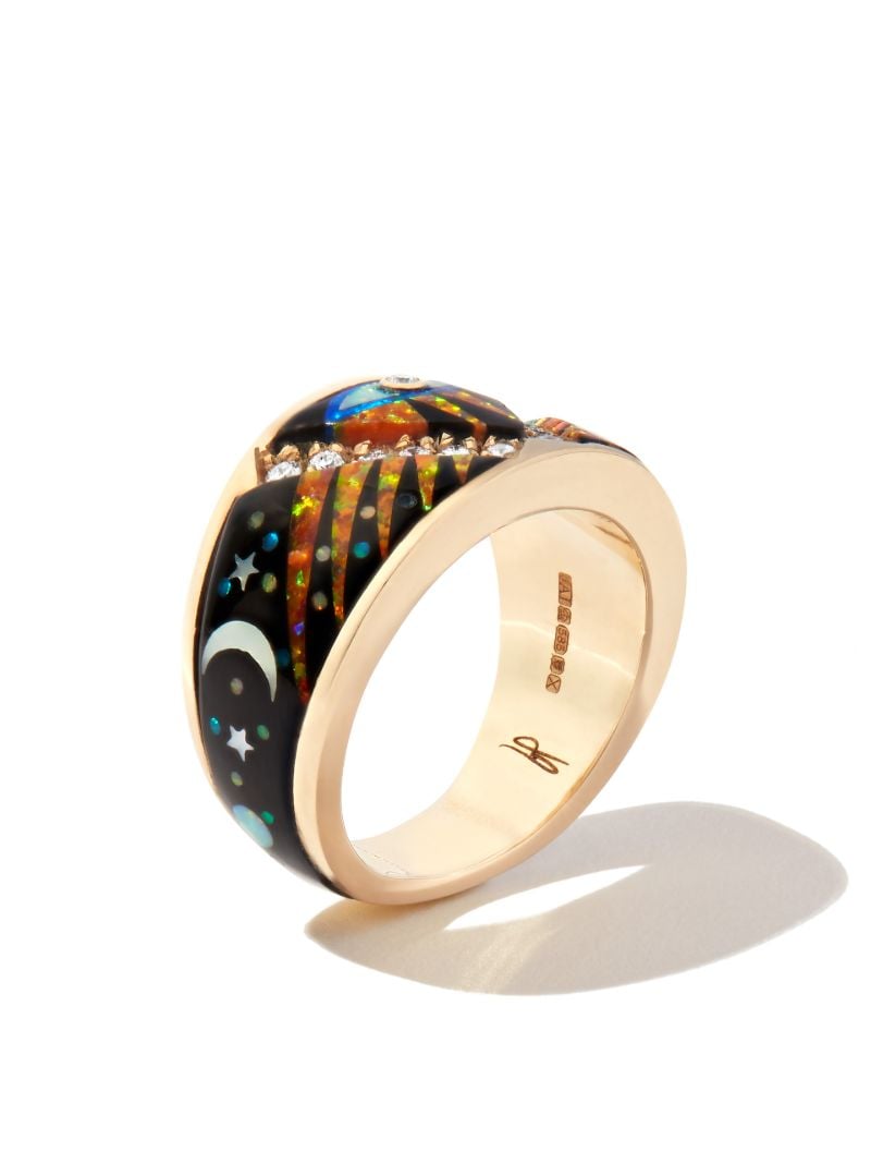 14k Yellow Gold Diamond Galaxy Ring