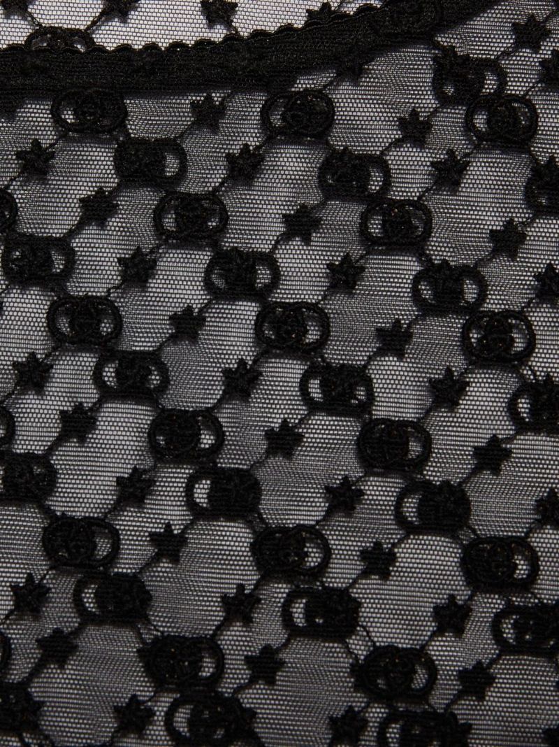 Black Gg Star Tulle Top