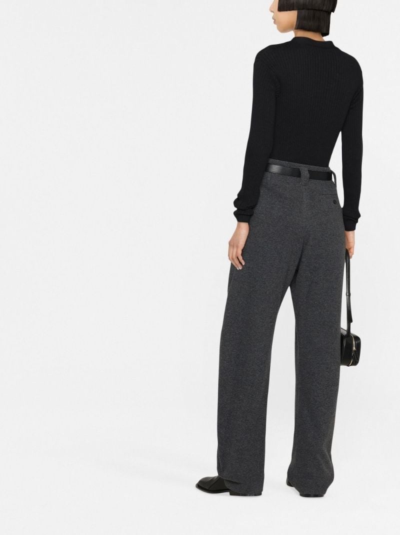 Grey Curved Wide-leg Trousers