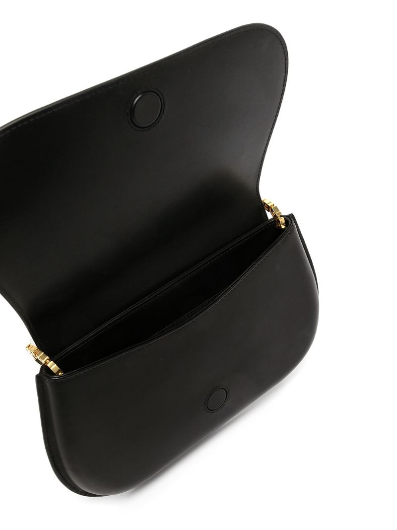 Black Crest Leather Shoulder Bag