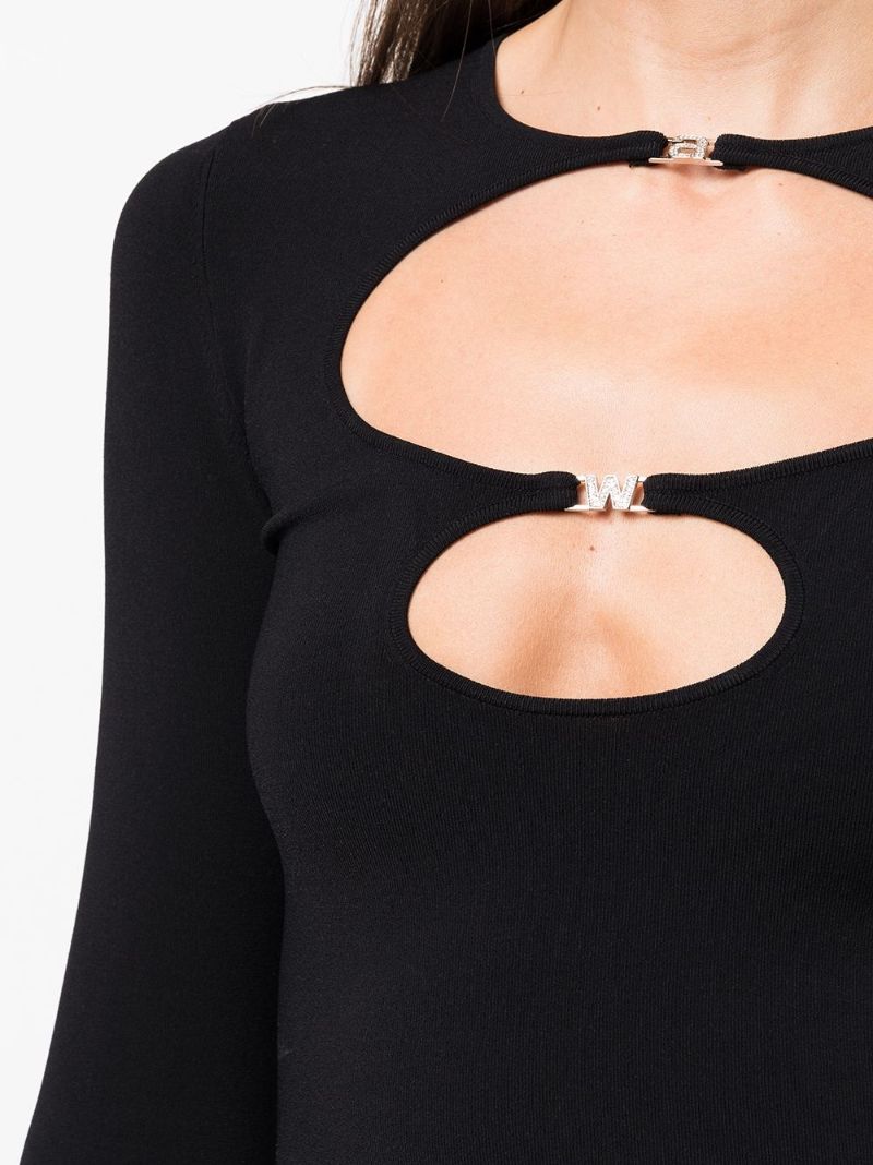 Black Crystal-embellished Cut-out Top