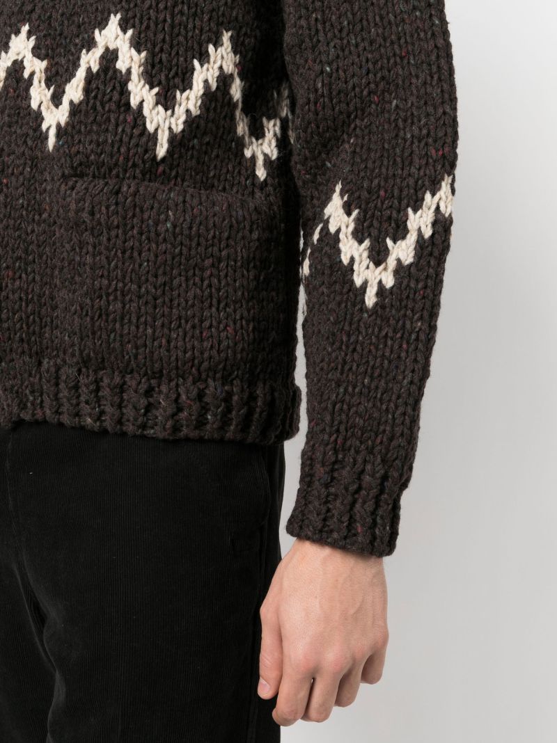 Brown Cowichan Wool Knit Cardigan