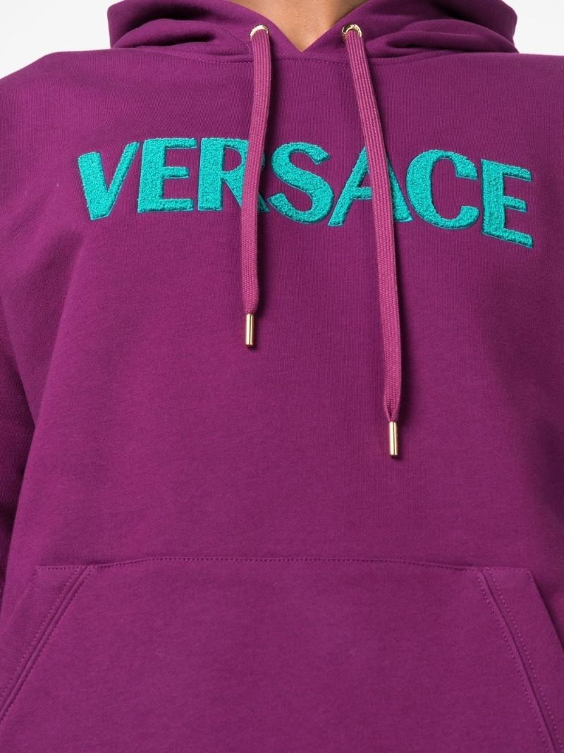 Purple Logo Cotton Hoodie