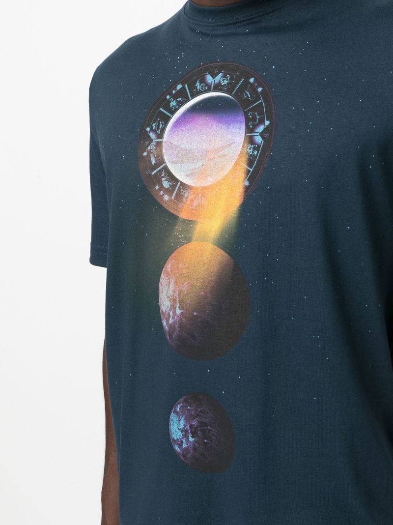 Blue Graphic Print Cotton T-shirt