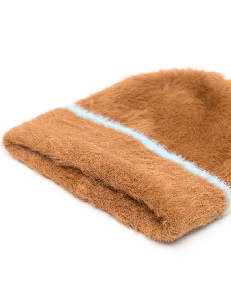 Brown Logo Embroidered Beanie