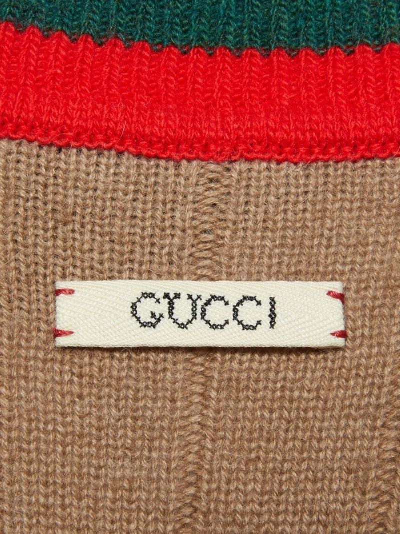 Neutral Web Stripe Wool Cardigan