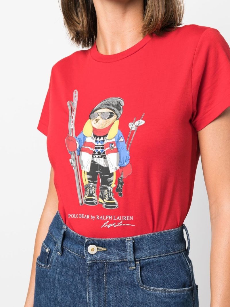 Red Ski Polo Bear Print T-shirt