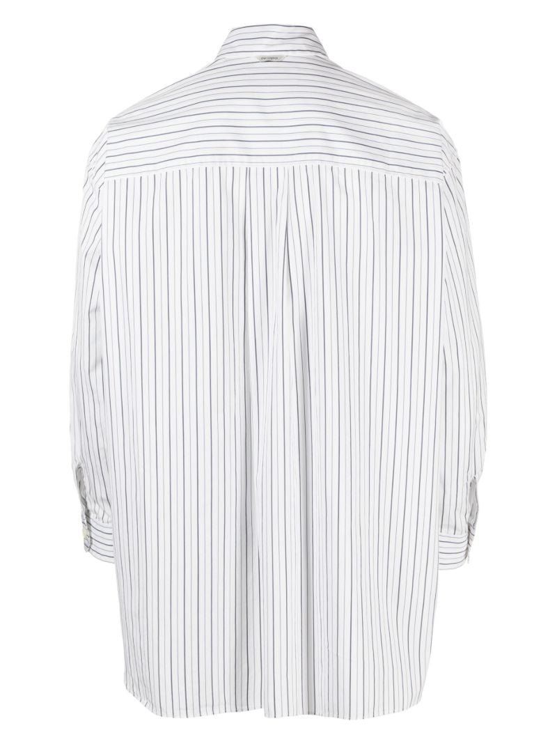 White Vertical Stripe Popover Shirt