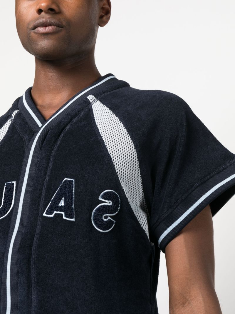 Blue Logo-embossed Cap-sleeve Top