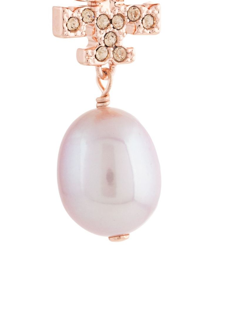 Rose Gold-tone Kira Pearl and Crystal Drop Earrings