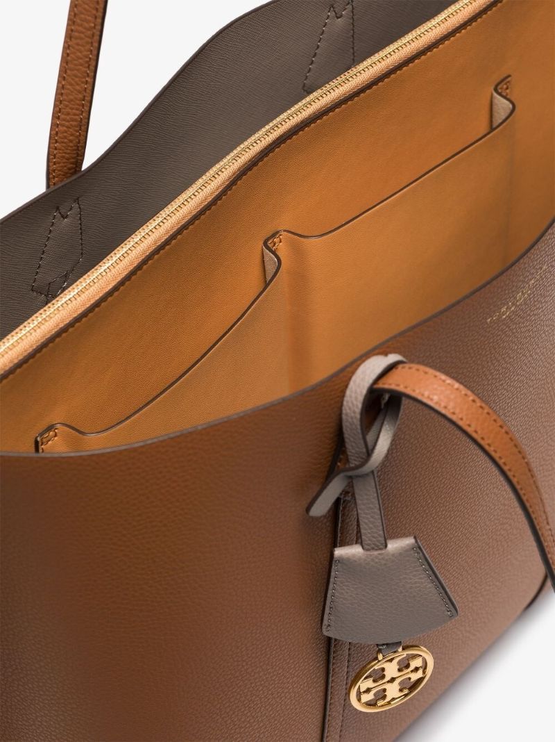 Brown Perry Triple Compartment Leather Tote Bag