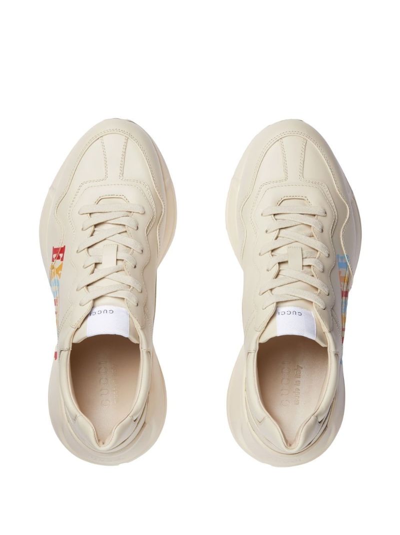 Neutral Graphic Print Low-top Leather Sneakers
