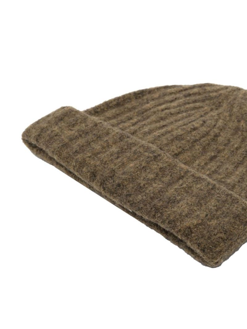 Green Erica Ribbed Knit Beanie Hat
