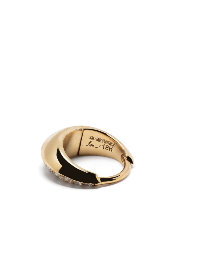 18k Yellow Gold Small PavÃ_x0083_© Diamond Crescent Single Hoop Earring