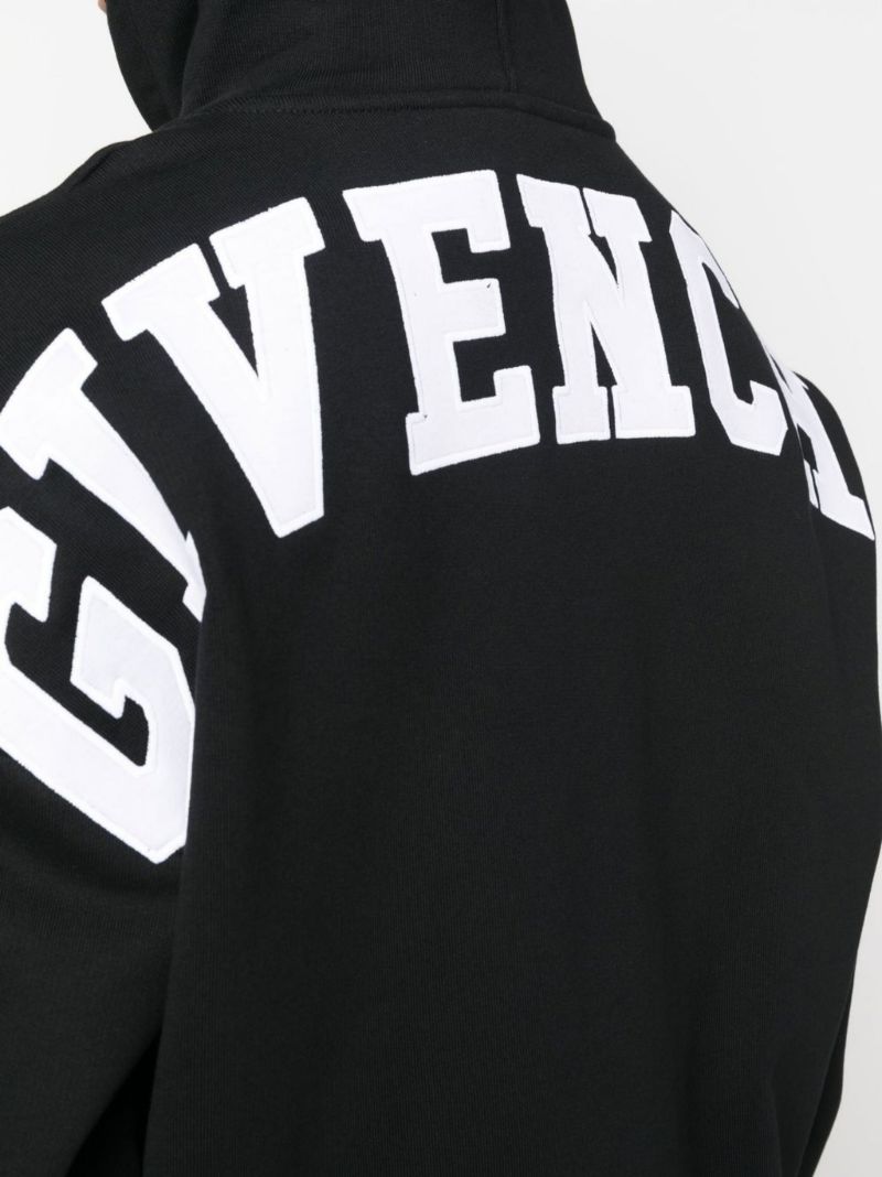 Black Logo Cotton Fleece Hoodie