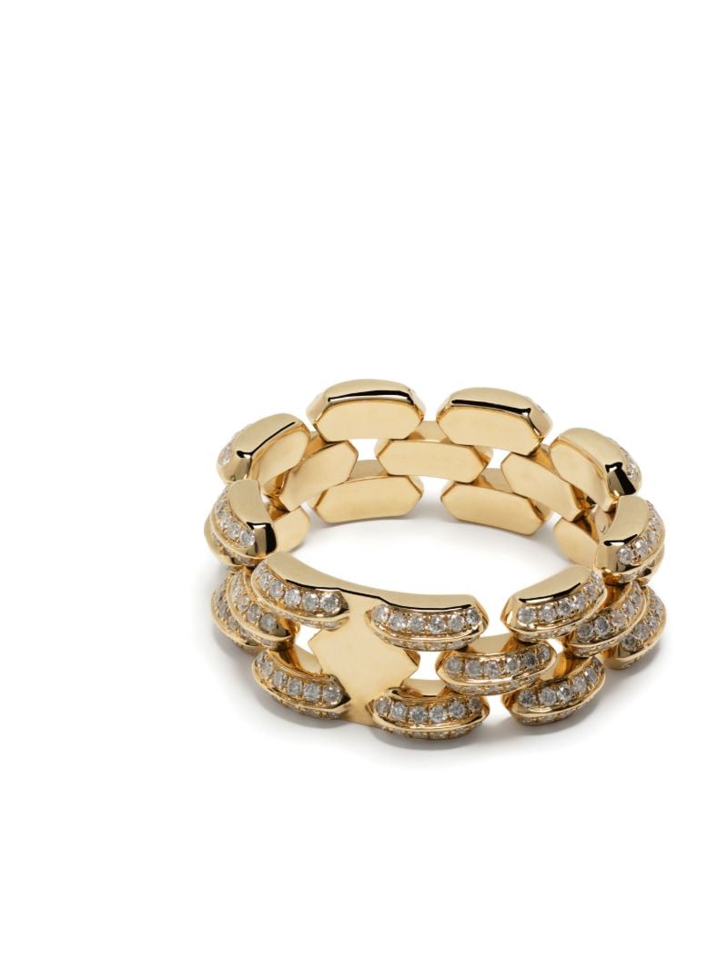 18k Yellow Gold Cleo Three Row PavÃ_x0083_© Diamond Ring