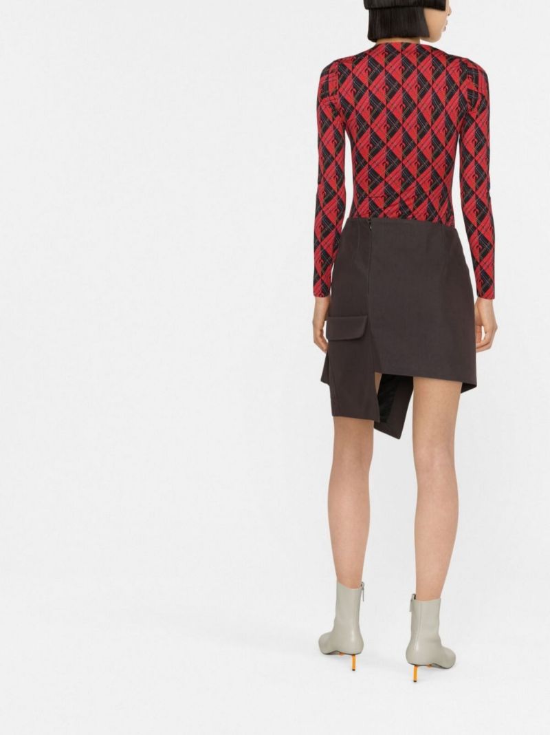 Red and Black Moon Diamant Print Top