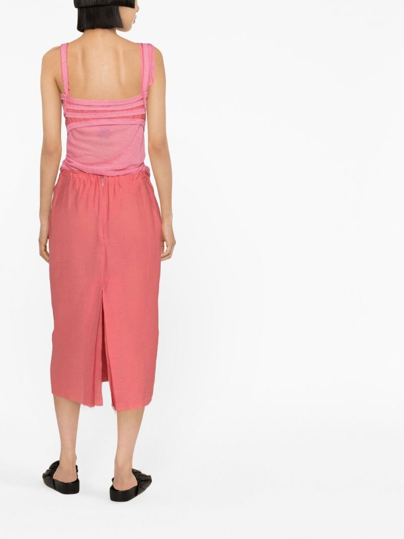 Pink Tape-trim Sleeveless Midi Dress