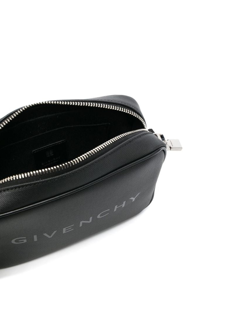 Black Logo Print Messenger Bag