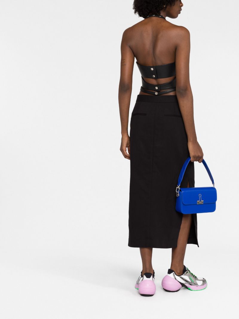 Black Cut-out Leather Bustier Top