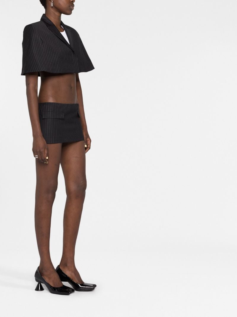Black Pinstripe Cropped Cape