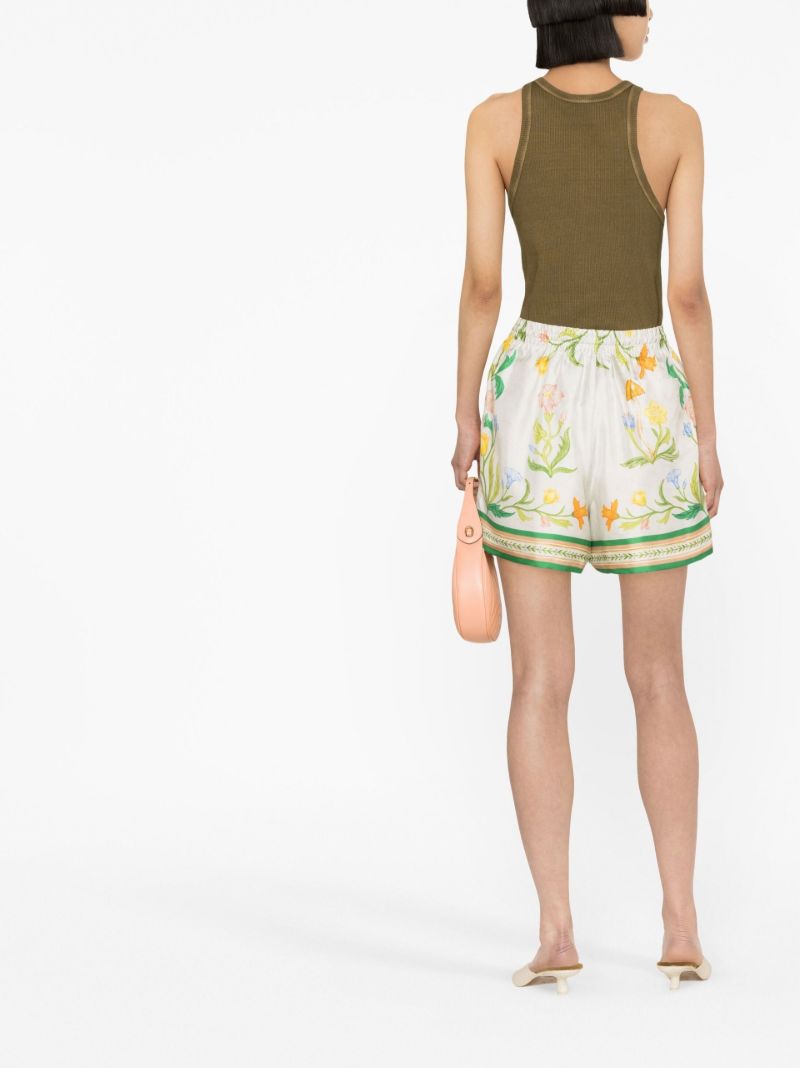 White Lââ_x0082_¬â_x0084_¢arche Fleure Printed Silk Shorts