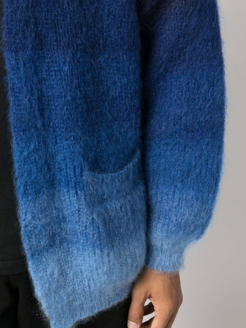Blue V-neck Gradient Effect Cardigan