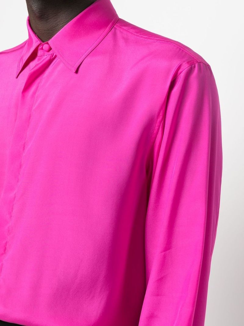 Pink Long-sleeve Silk Shirt