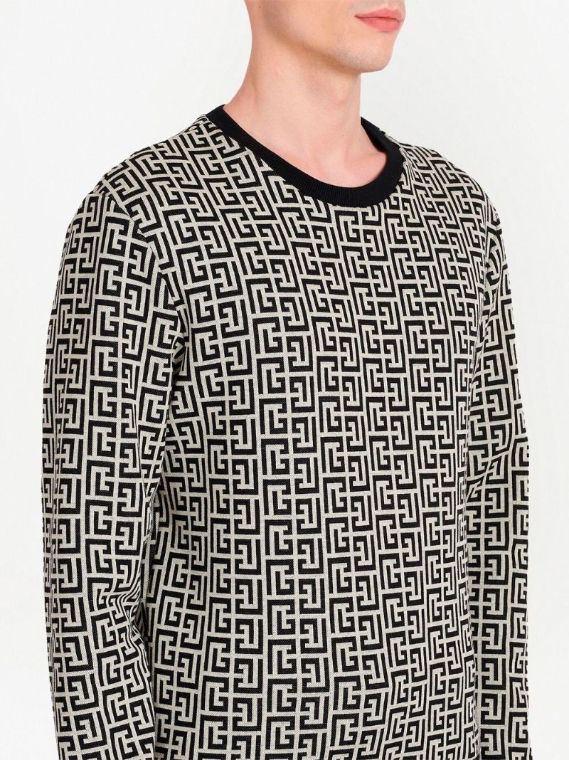 Black Monogram Print Sweatshirt