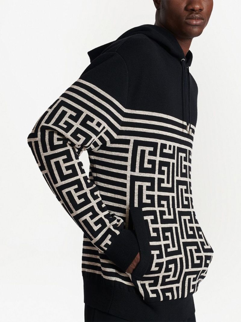 Black Pb Monogram Pattern Sweater