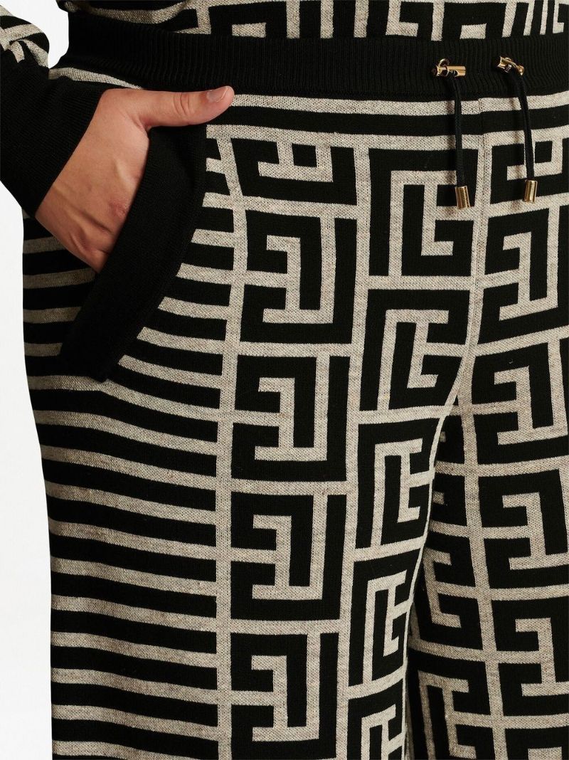 Black Monogram Jacquard Flared Trousers