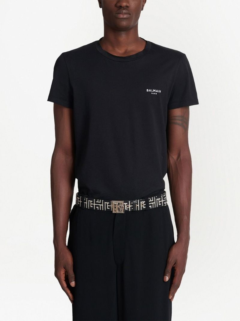 Black and Beige Pb Monogram Jacquard Belt