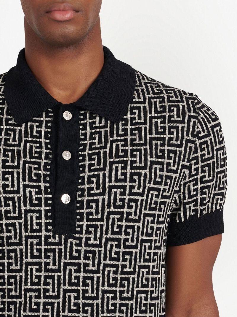 Black Monogram Jacquard Polo Shirt
