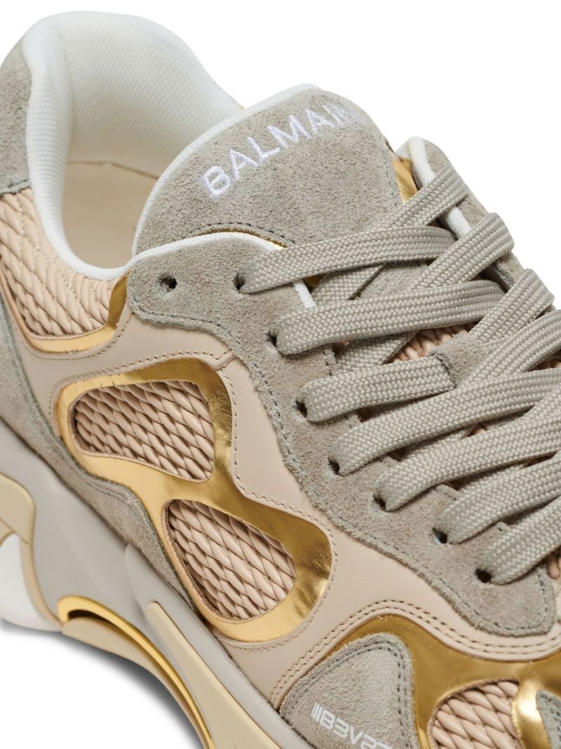 Gold Neutral B-east Leather Sneakers