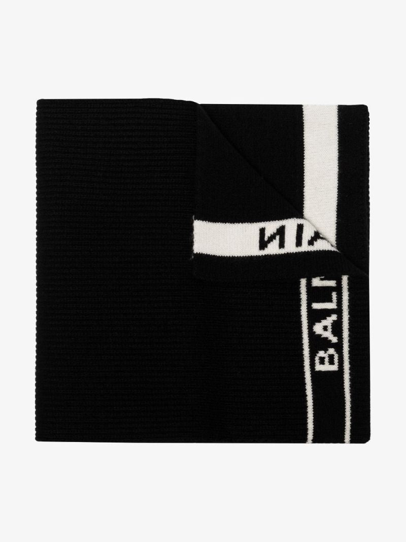 Black Logo Merino Scarf