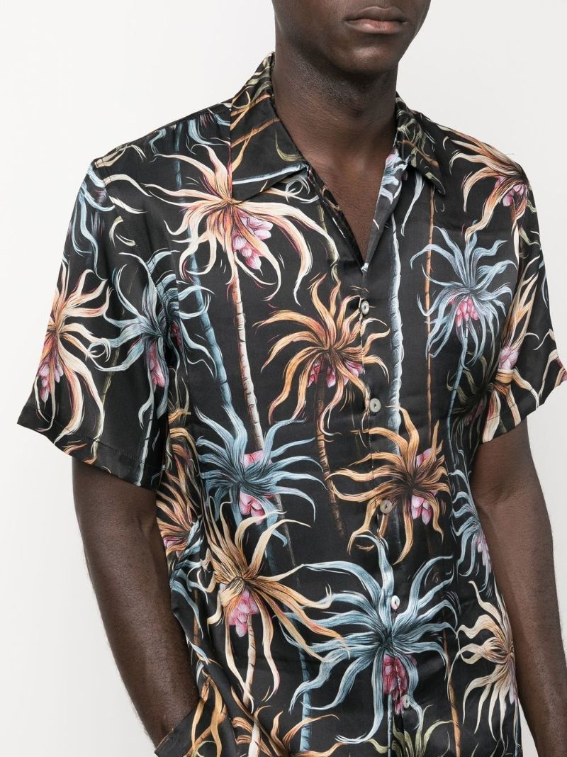 Palm Tree Print Silk Shirt