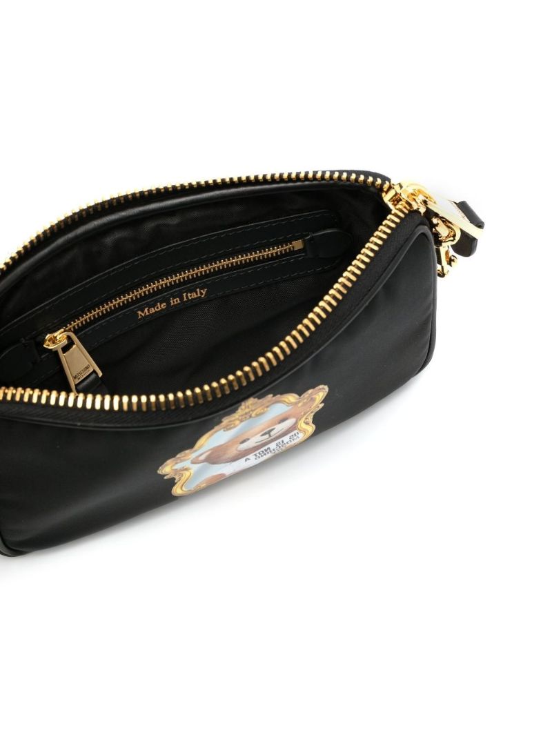Black Teddy Bear Print Cross Body Bag