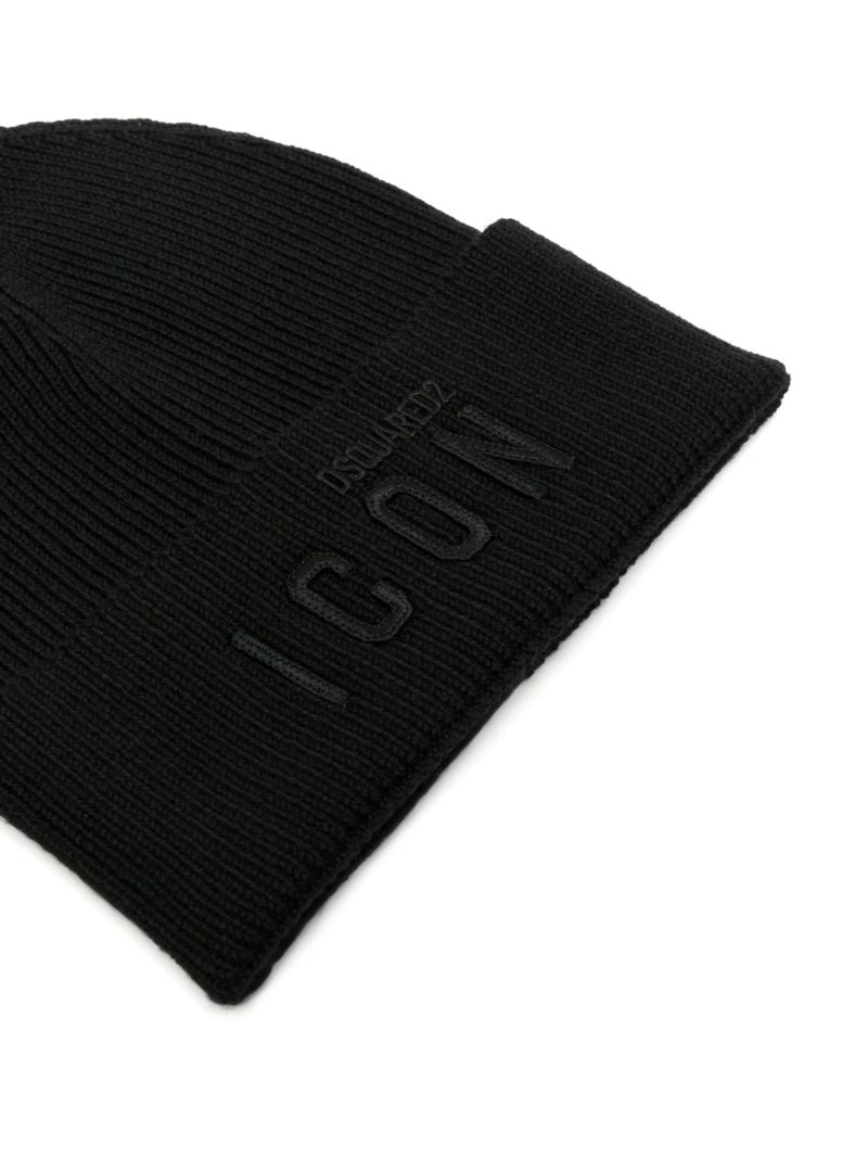 Black Icon Embroidered Beanie