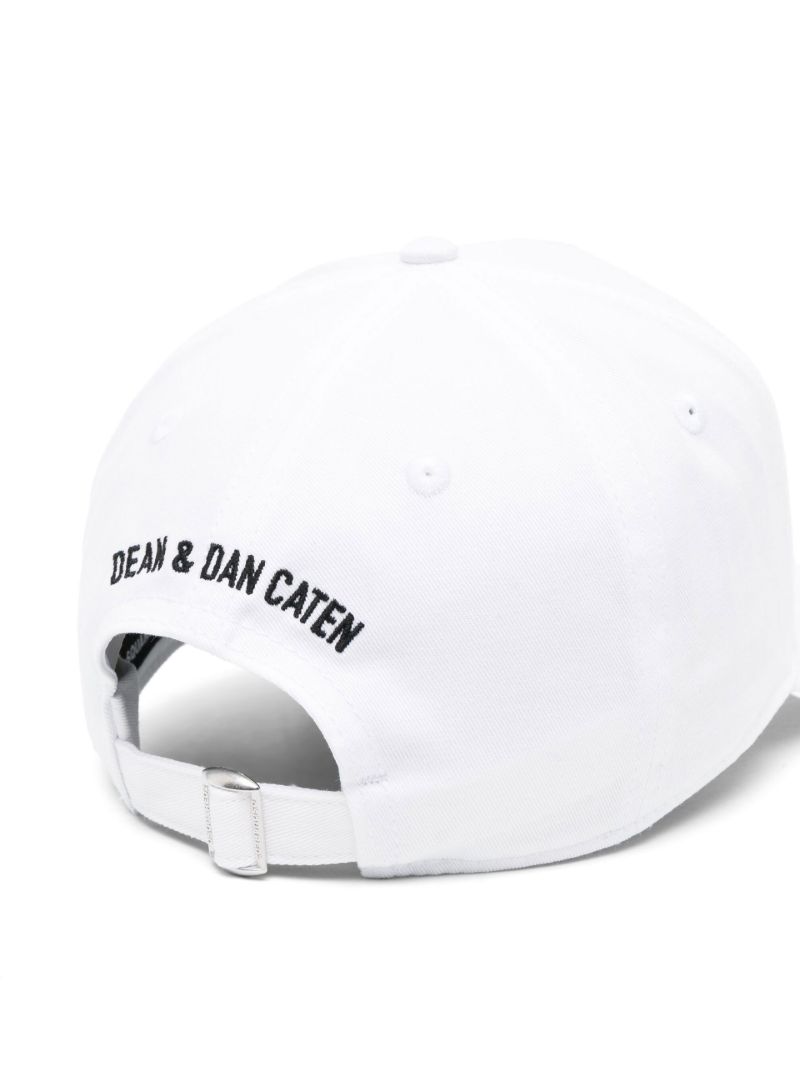 White Logo Print Cotton Cap