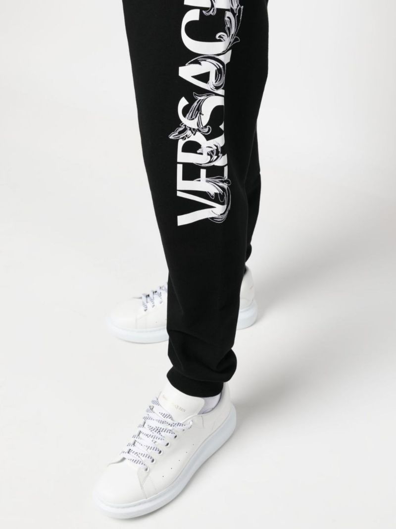 Black Logo Print Cotton Track Pants