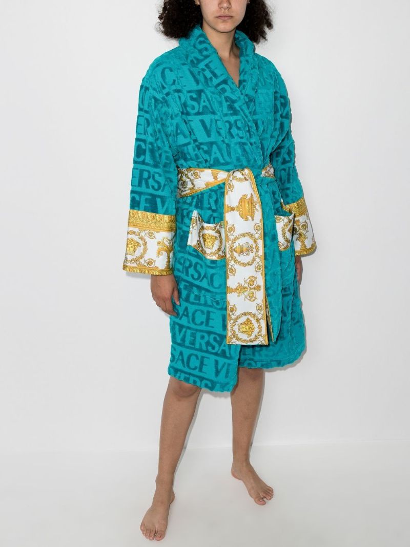 Blue I Love Baroque Belted Bathrobe