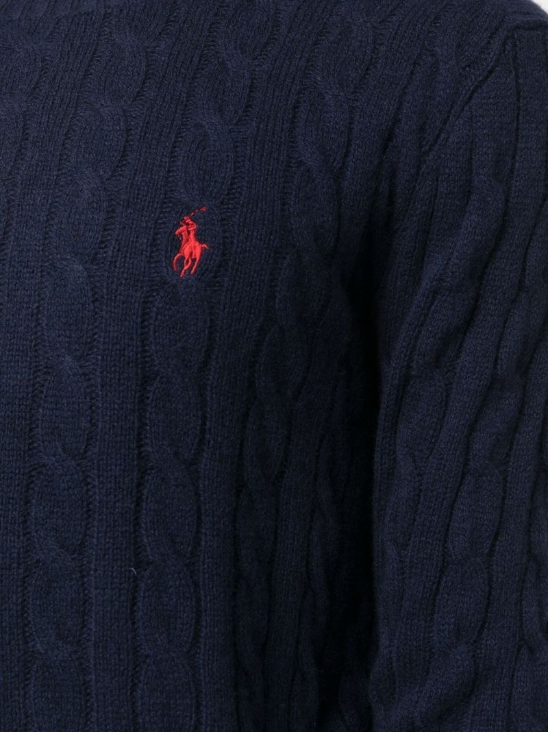 Blue Cable Knit Wool Sweater