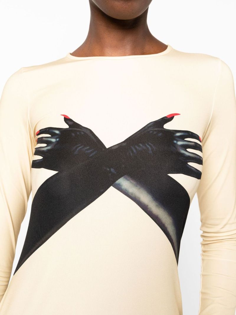 Neutral Hand Print Long-sleeved Top