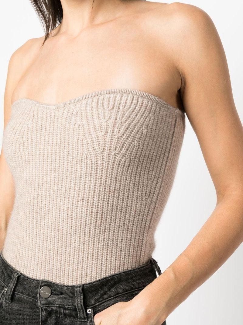 Neutral Blaze Rib-knit Strapless Top