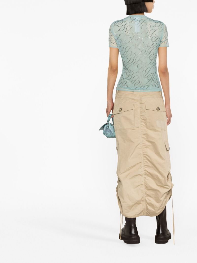 Blue Crystal-embellished T-shirt