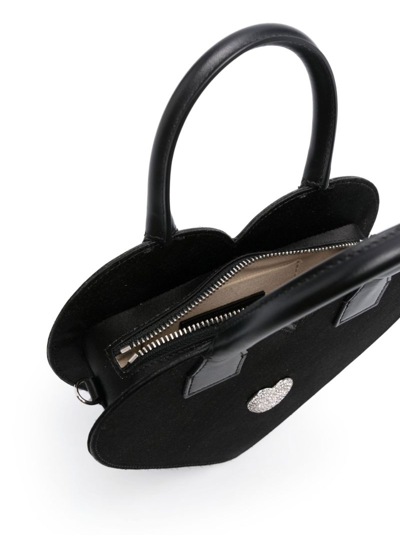 Black Crystal-embellished Heart Mini Bag